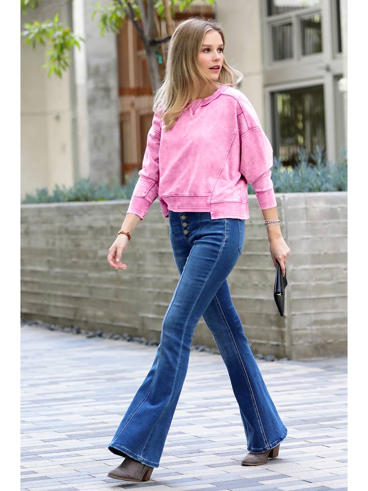 42POPS – Großhandel Sweatshirt – Damen – , French Terry Gewaschene Crop Pullover Kollektion30