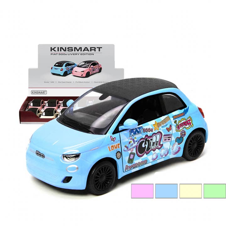 Fiat 500E Livery Edition 1/28 Scale Die Cast Car for wholesale by Luna Die-cast Cars