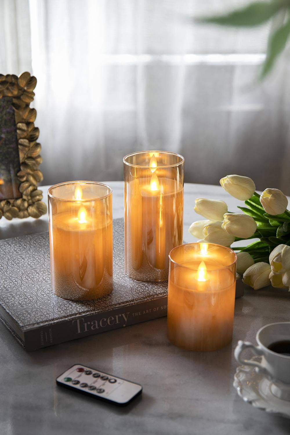 A&B Home Group Inc. - Wholesale Flameless Candle - S/3 Real Flame-Effect LED Wax Candles With Remote - Amber4