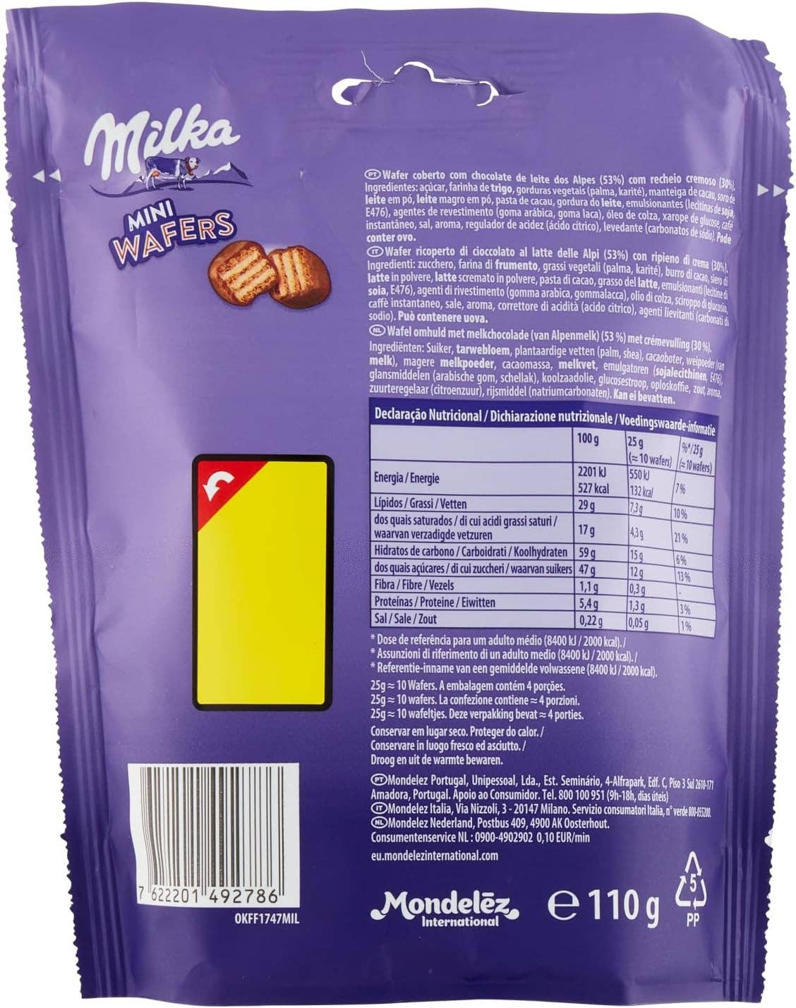 Snacky Candy - Vente Friandises enrobées de chocolat - Mini gaufrettes au chocolat Milka 110 g 8 unités2