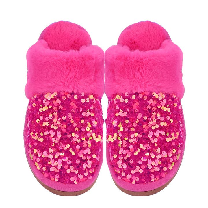 C.C Beanie - Wholesale Slippers - Women's - Sequin Faux Fur C.C Slippers SPE0012