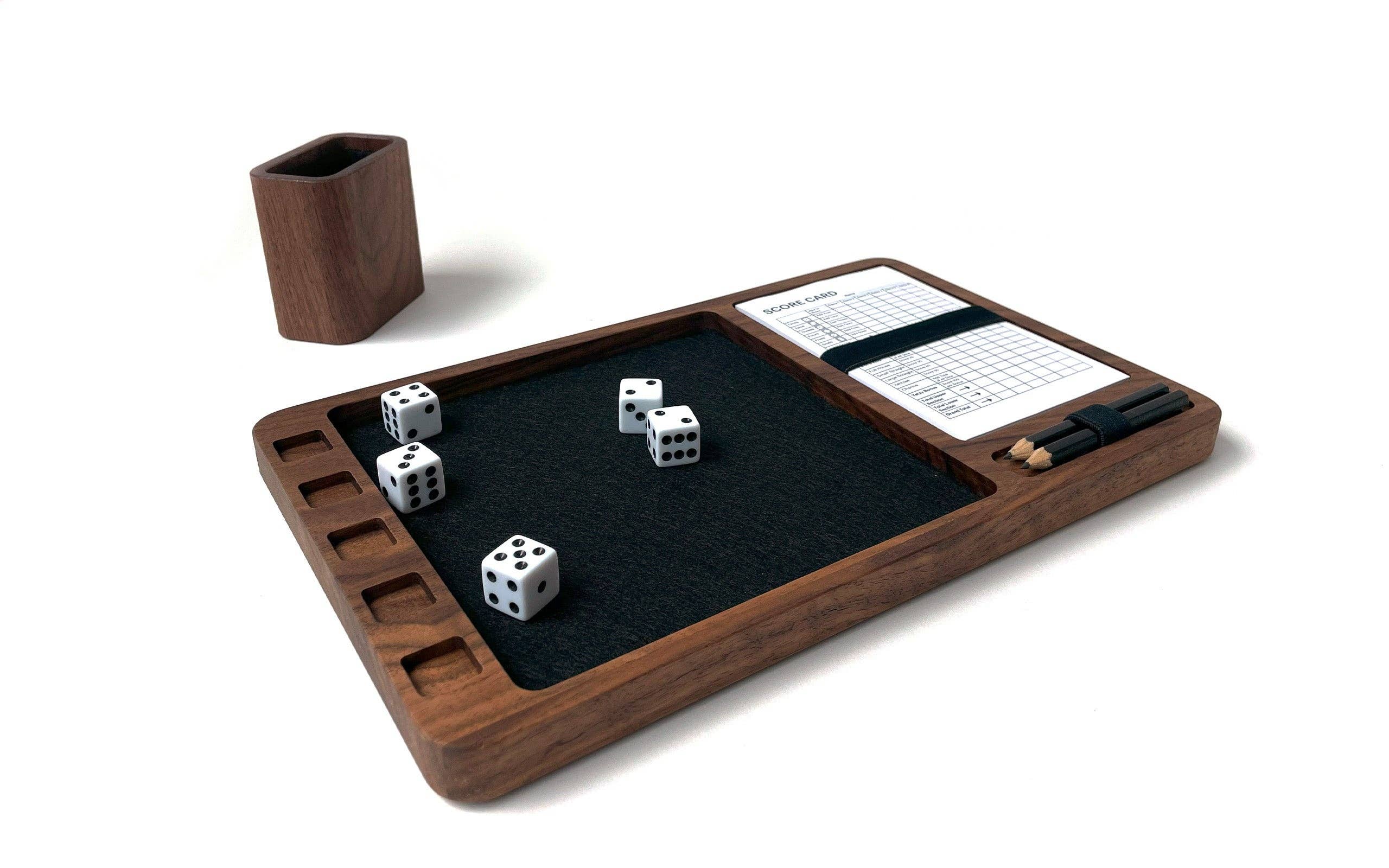 Fire Road - Vente Dé - Plateau à Dés Classique – Plateau en Bois & Plateau en Feutre pour Yahtzee5