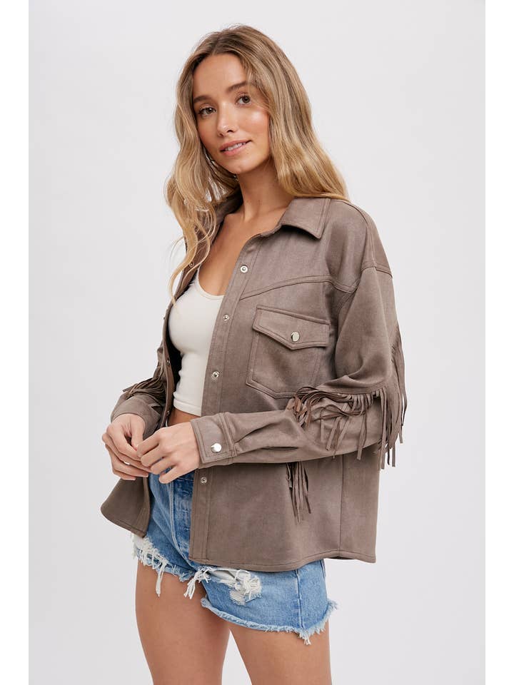 Bluivy - Wholesale Shirt Jacket/Shacket - Women's - VEGAN SUEDE FRINGED SHACKET27