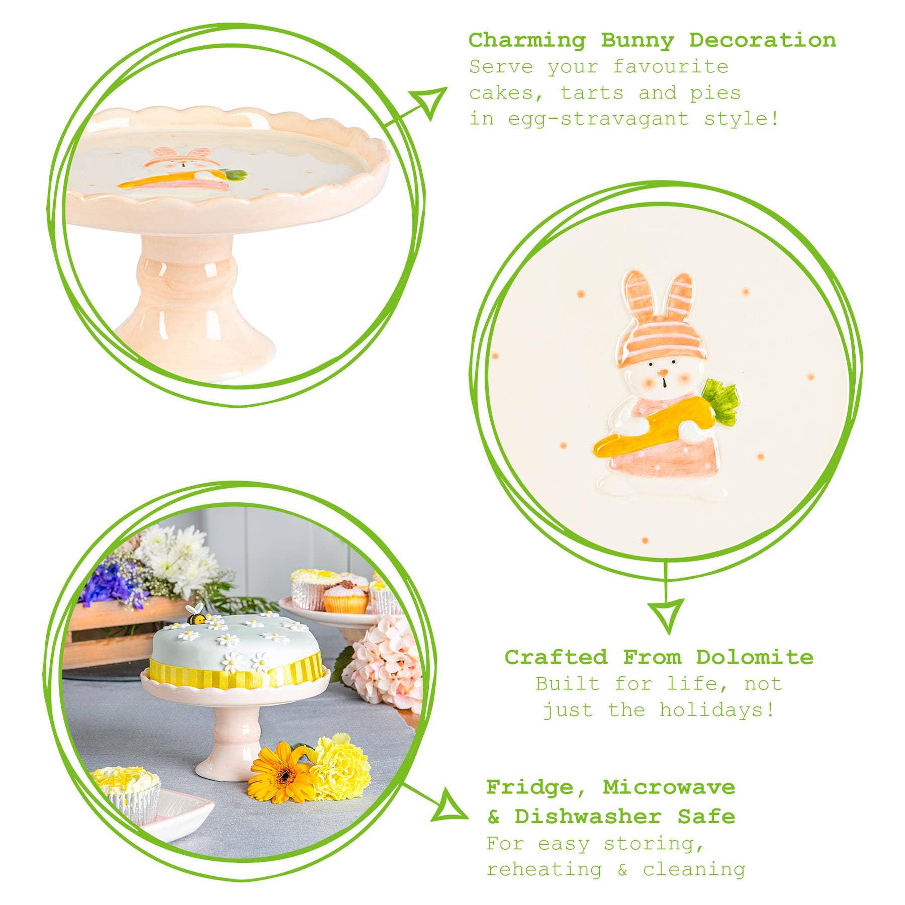 Rinkit Ltd – Engroshandel Kagestativ – Nicola Spring Påskehare kagefad - 18 cm - Hvid3