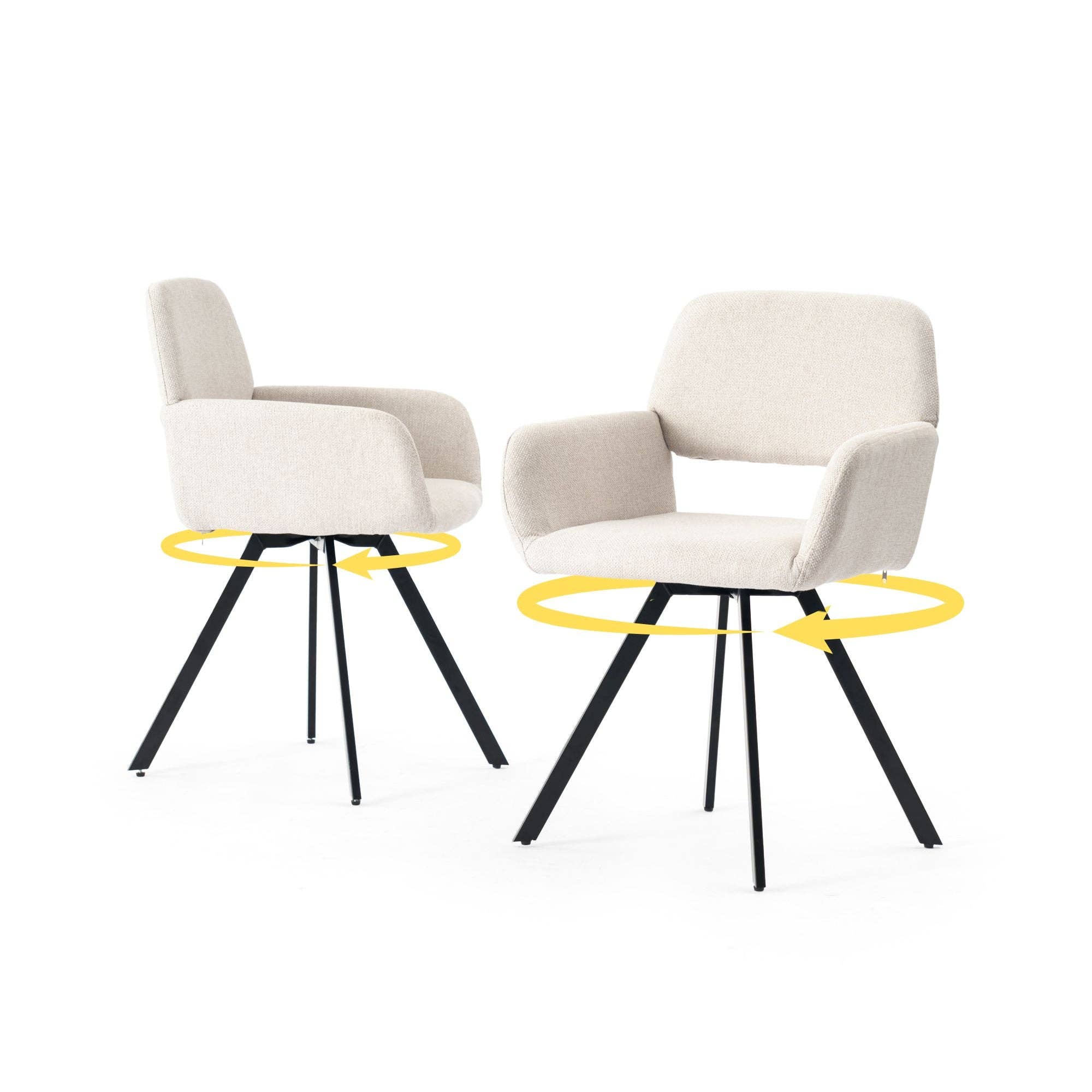 Urban Meuble - Wholesale Chair - Set of 2 Scandinavian dining chairs, swivel, beige fabric CALIFORNIA KD BEIGE SWIVEL