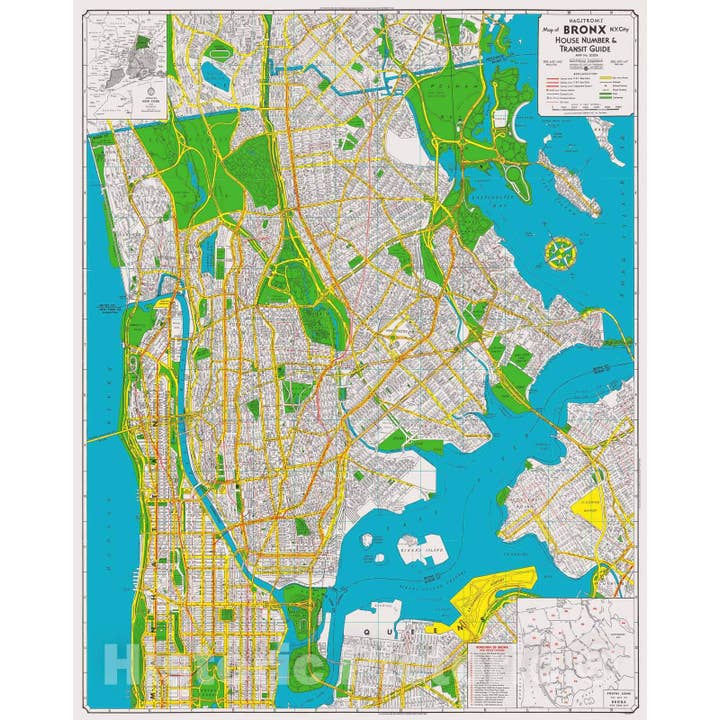 Hagstrom's 1959 Bronx, NY Map And Transit Guide for wholesale by Historic Pictoric