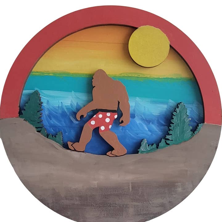 Diverse Woodworking - Wholesale Cutouts - 3D Bigfoot I'm Squatching You Unfinished Wood Cutout Style 1