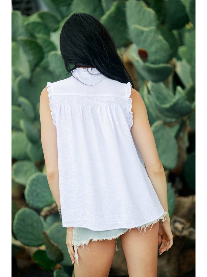 Cezele - Wholesale Blouse - Women's - Ruffle Button Cap Sleeve Tank Top18