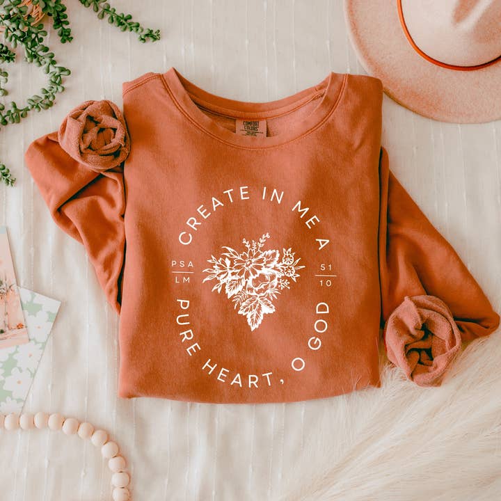 Verita Culture - Wholesale Graphic Sweatshirt - Women's - Create In Me A Pure Heart Inspirational Christian Sweatshirt7