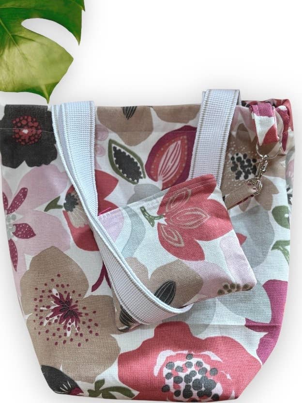 Handmade Pomegranate Floral Tote Bag & Matching Purse for wholesale by everydaybags.gifts