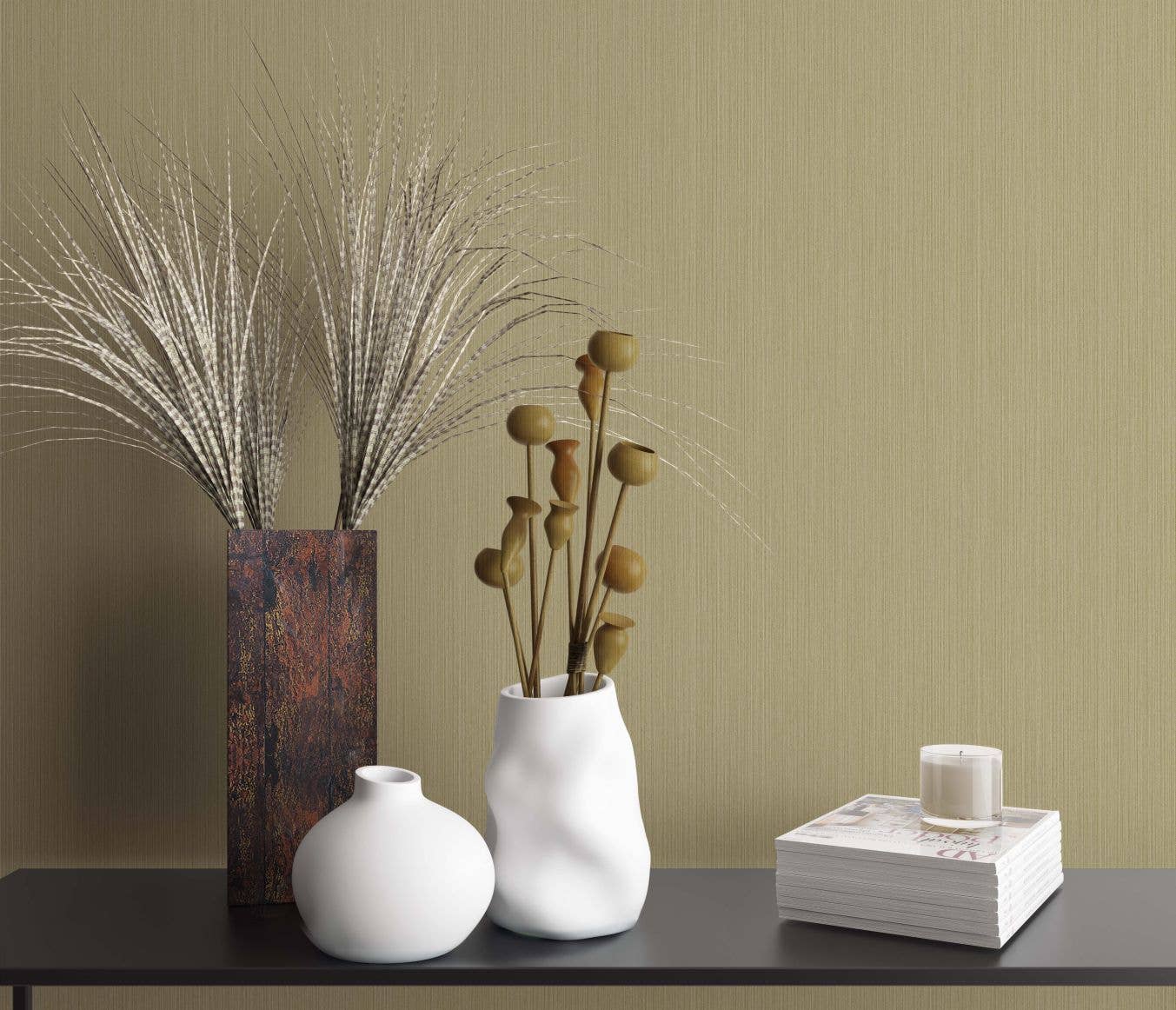 Marburg - Vente Papier peint - Papier peint à rayures dorées, beiges pour chambre, salon ou0