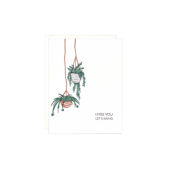 I miss You Lets Hang - Letterpress Friendship Card for wholesale by Lake Erie Design Co.