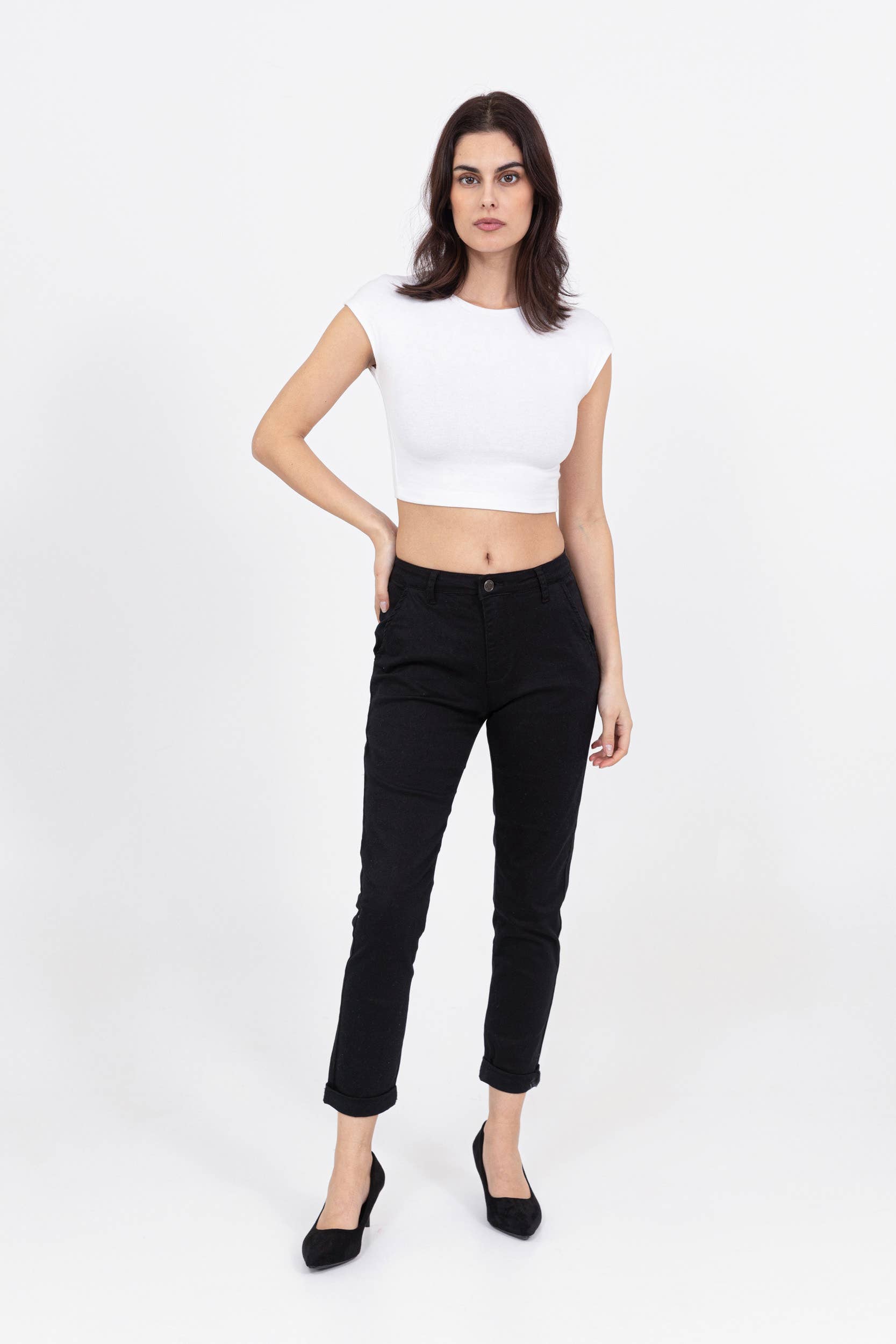 Nina Carter - Vente Pantalon – femme - Pantalon chino stretch taille haute confort Nina Carter J2500