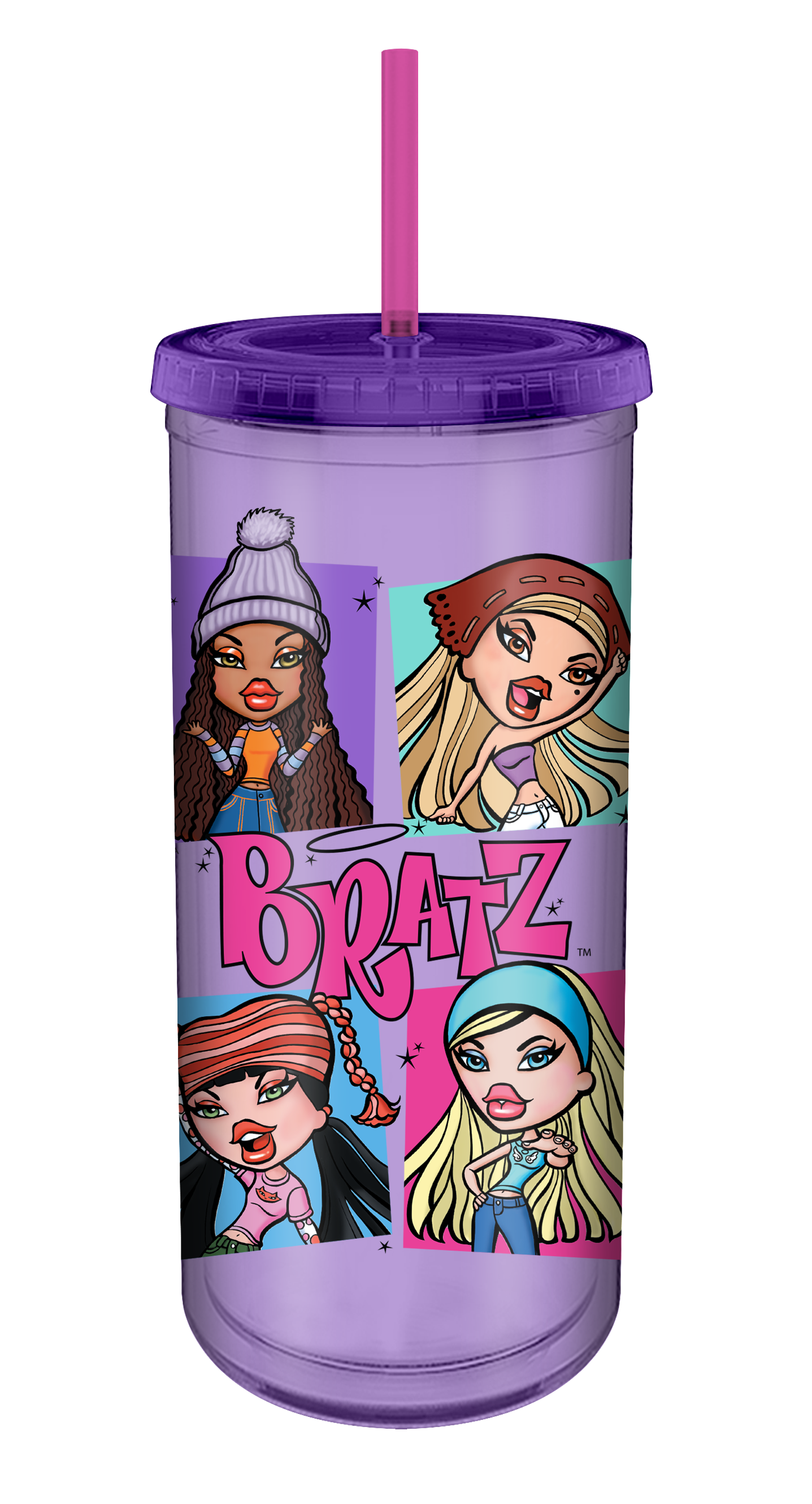 Silver Buffalo - Wholesale Insulated Mug/Tumbler - Bratz Four Square Logo 20oz. Plastic Tall Cold Cup0