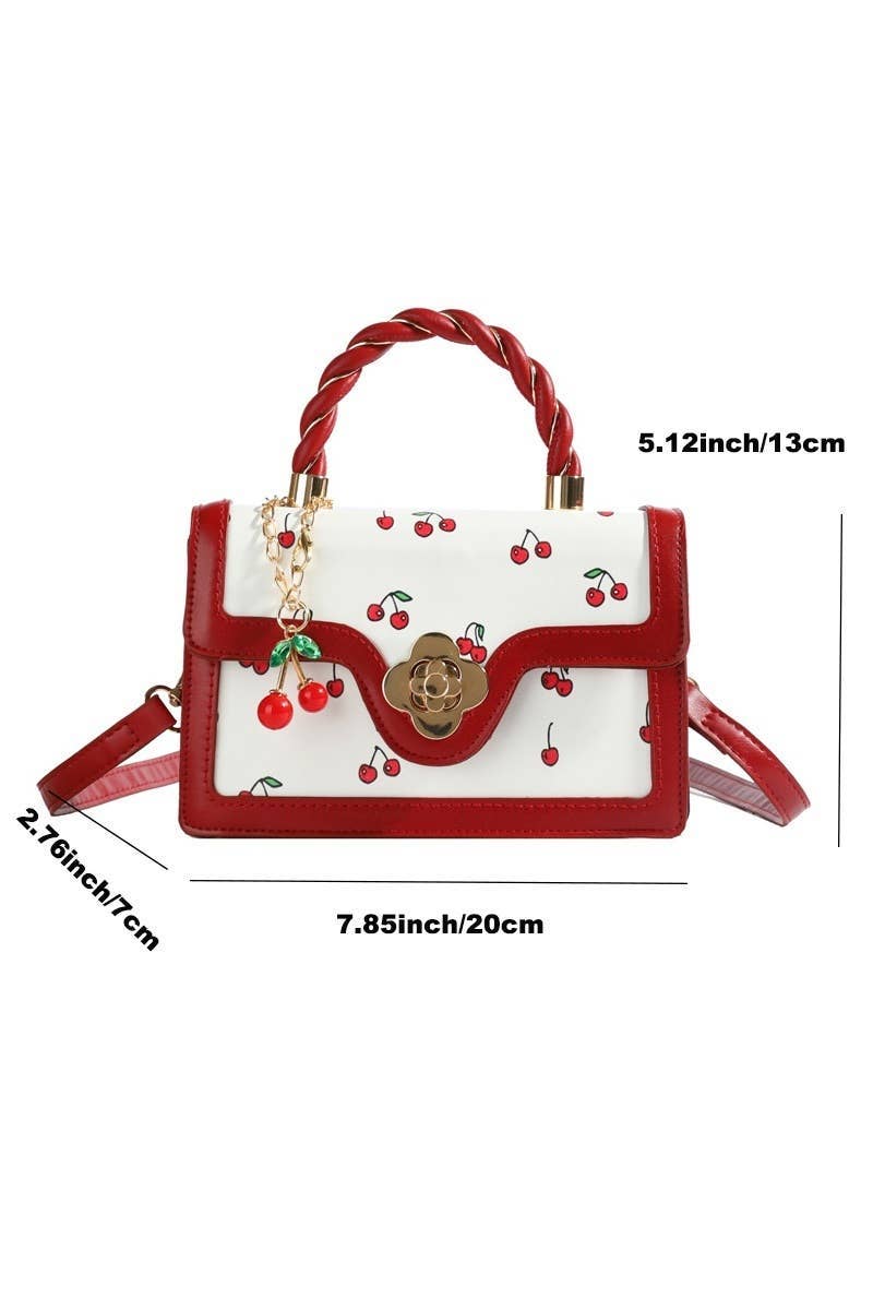 ROSSO Borsa a spalla in pelle vegana con motivo a ciliegie in vendita all'ingrosso su Faire1