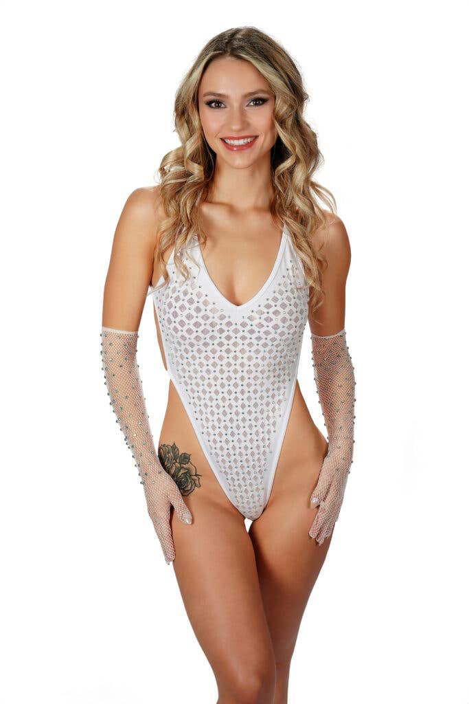 Western Fashion - Wholesale Gloves – Women's - 70504 - Fishnet Long gloves with stones ..1