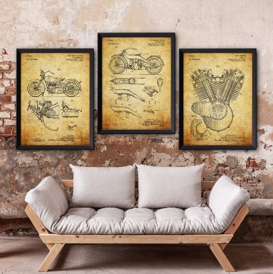 Artable – wholesale Galleriväggselement – Harley Davidson patenttryck, set om 32