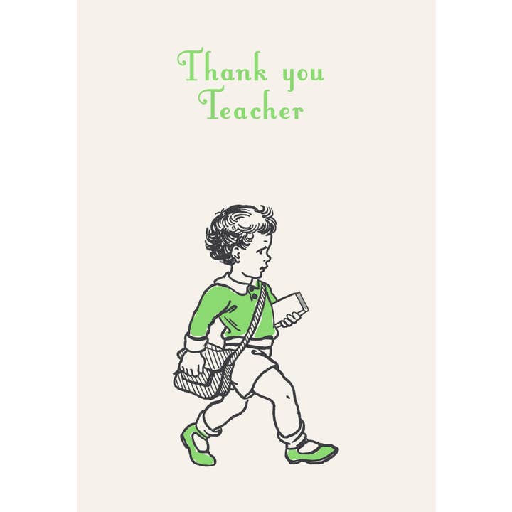 Thank You Teacher Vintage Illustration Greeting Card for wholesale by Dyson Design