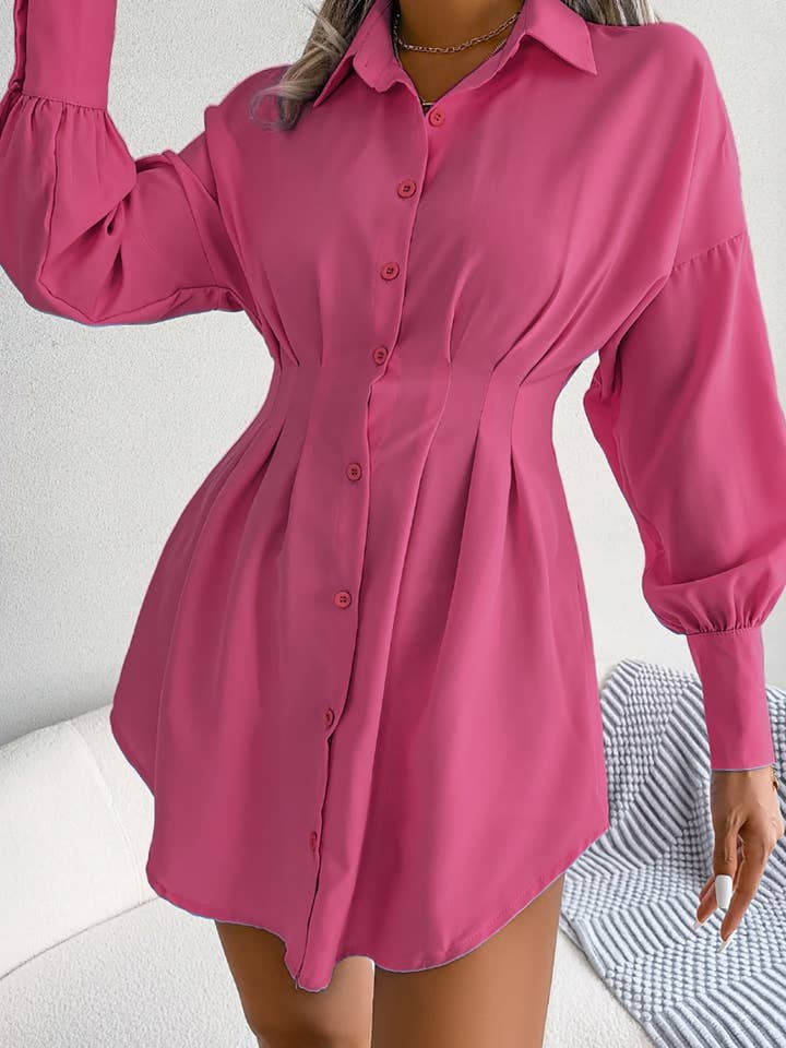 NINEXIS - Wholesale Dress - Women's - CWTSTL1200_LANTERN SLEEVE WAIST ASYMMETRIC SHIRT DRESS7