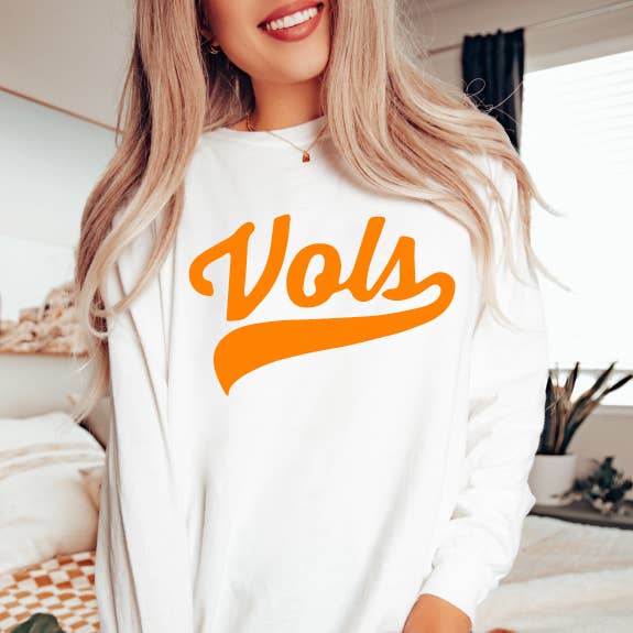 Vols white Comfort Colors long sleeve for wholesale by Crossaid