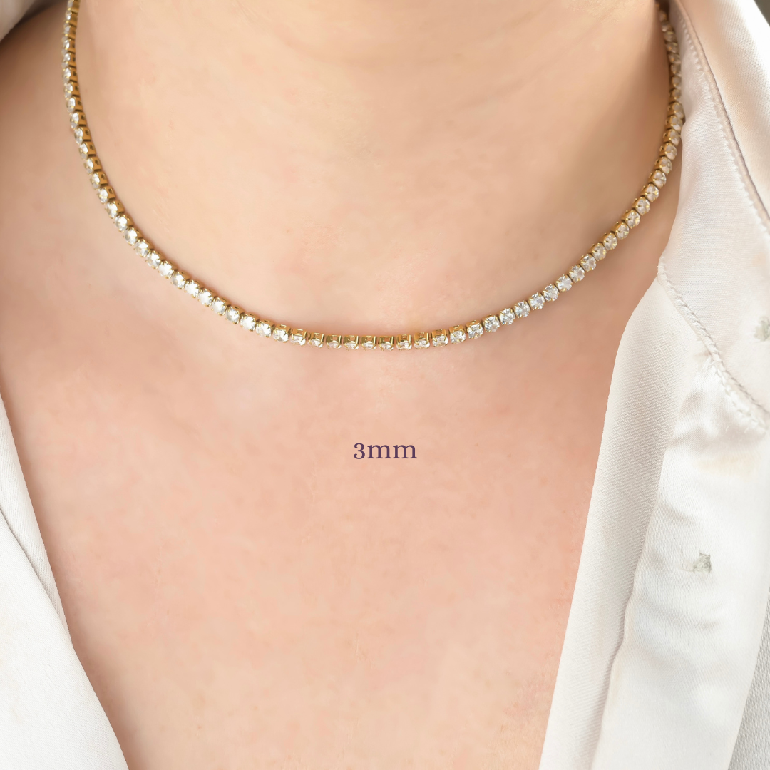 Blueyejewelry - Wholesale Link & Chain Necklace - Tennis Chain Necklace - Waterproof 18k Gold Diamond Choker1