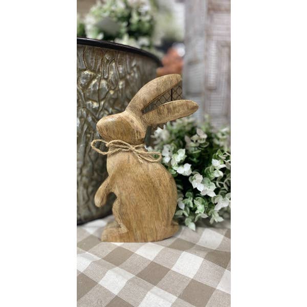 Wholesale Home Decor - Wholesale Decorative Tabletop Object - Natural Wood Chunky Bunny 8x5in