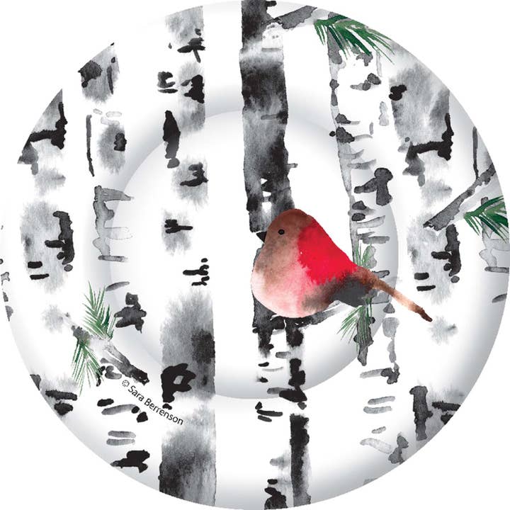 Platos de papel redondos de 10.5 pulgadas, paquete de 8, pájaro en abedul para venta al por mayor de Boston International