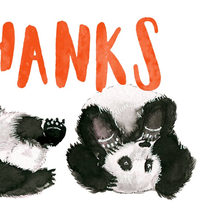 Liyana Studio - Wholesale Thank You Card - Giant Panda Thanks - Funny Thank You Card