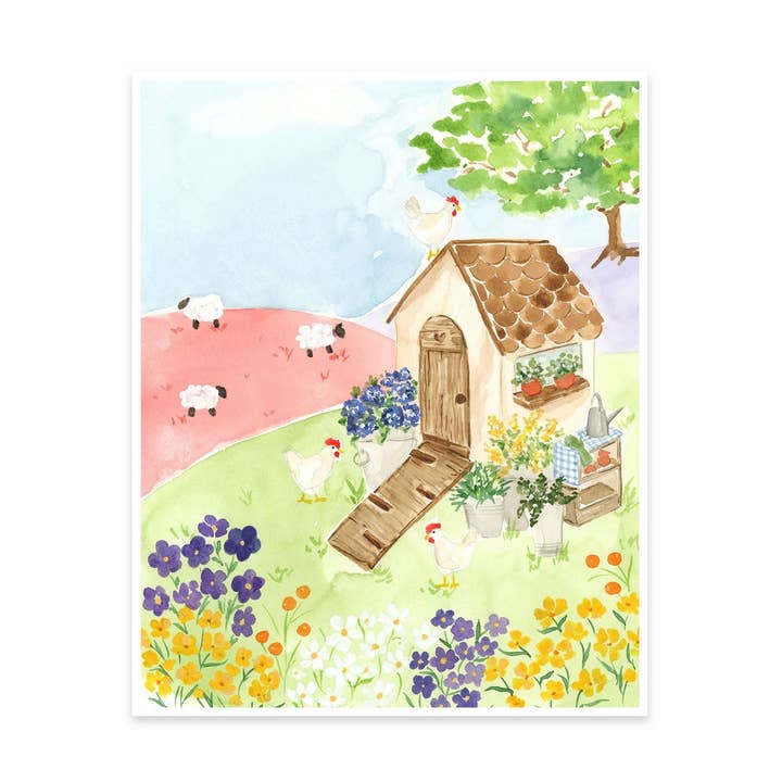 Chicken Coop Art Print for wholesale by Almeida Illustrations