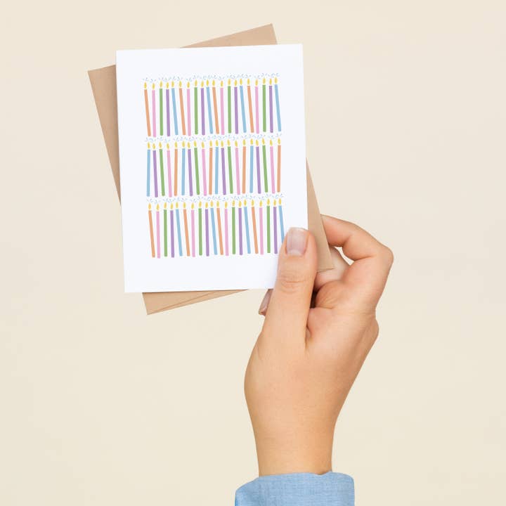 HAZELMADE® Tea Towels + Gifts - Wholesale Birthday Card - "Happy Birthday" Candles | Greeting Card