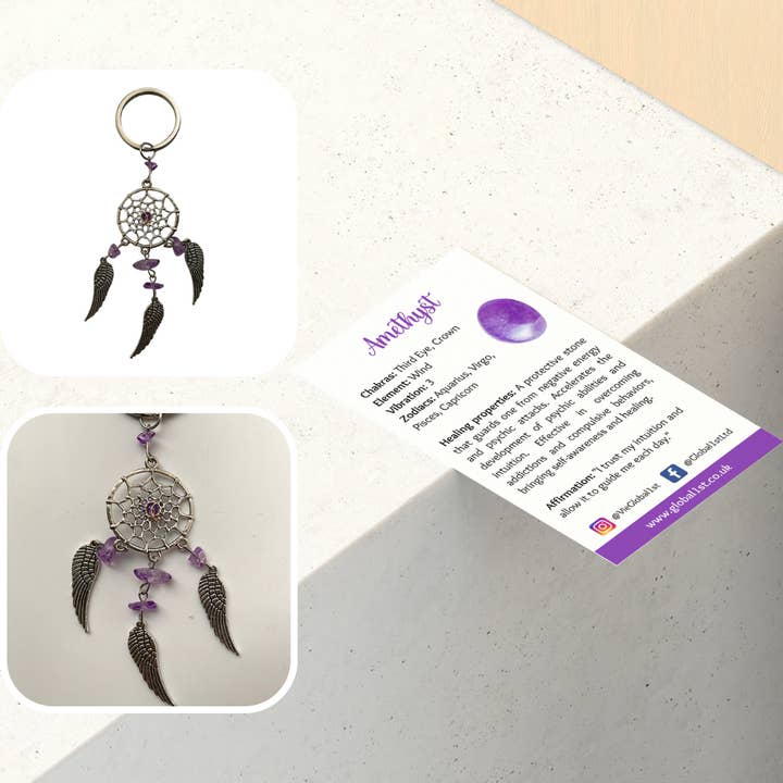 VIE - Wholesale Keychain - Women's - Dream Catcher Crystal Keychain, 12x5cm