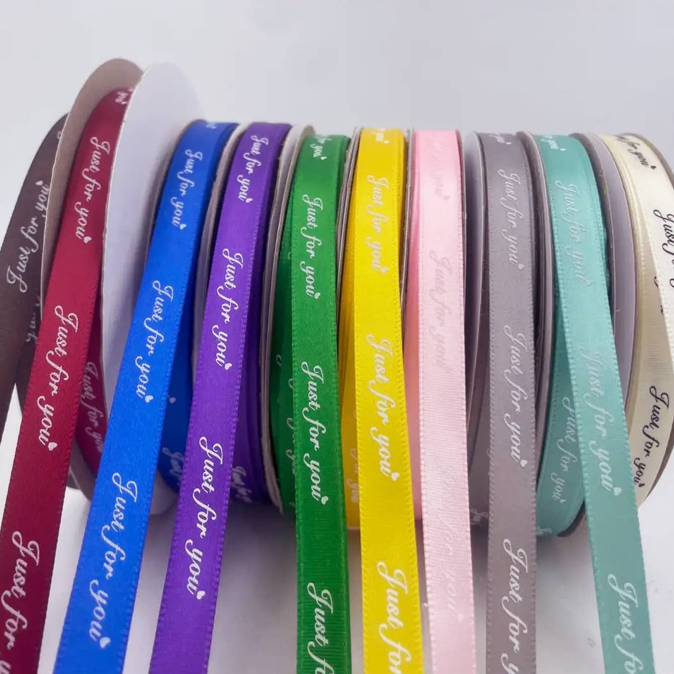 ByHome - Vente Ruban – emballage cadeau - Ruban cadeau étroit en polyester 1 cm x 46 m, « Just for You »7