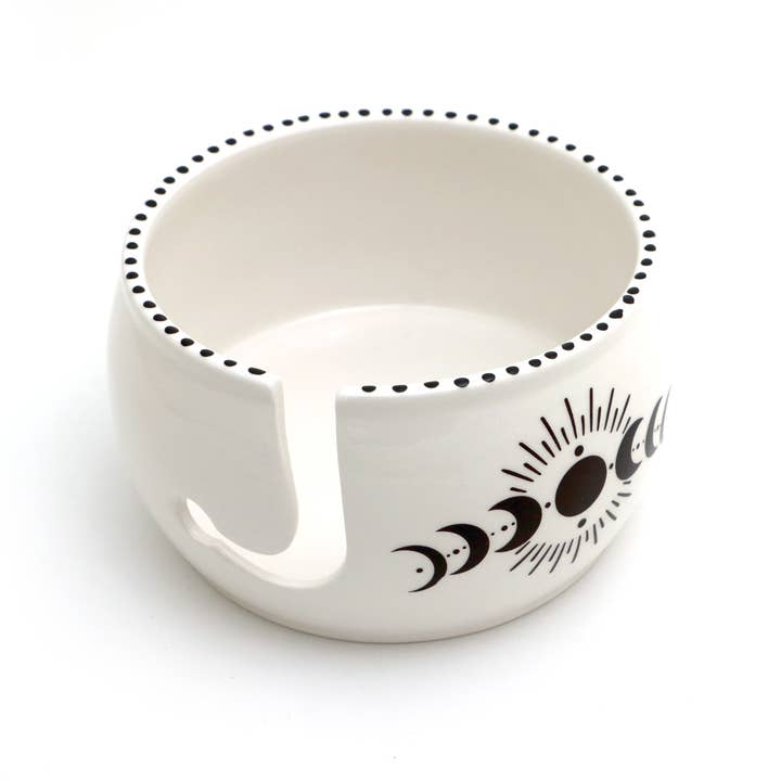Lenny Mud - Wholesale Knitting/Crochet Supplies - Moon Phase ceramic yarn bowl, Halloween, Crafty witches1