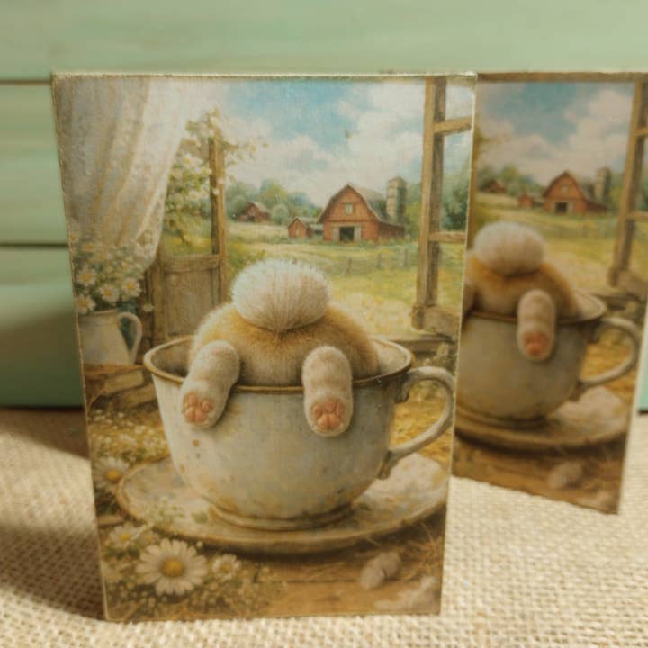 Easter Wood Block Sign - Small - Bunny Tail for wholesale by Bluegrass Burlap Co