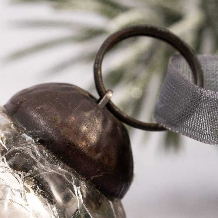 Bollywood Christmas - Wholesale Ornament Set - Set of 6 Small Silver 1" Crackle Glass Christmas Baubles1