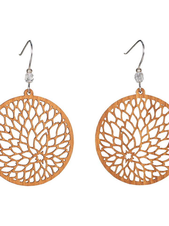 Blooming Willow Earring Small with Crystal Bead Accent for wholesale by Woodcutts Inc.