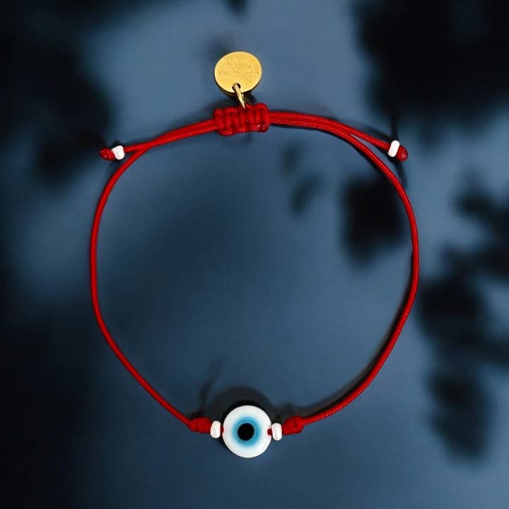 Georgina Nicol - Venta al por mayor Pulseras de abalorios/colgantes - Protección de la Kabbalah – Pulsera de Hilo Rojo con Ojo Turco Blanco