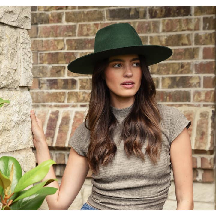 American Hat Makers - Wholesale Fedora - Unisex - 100% Wool Felt Flat Brim Fedora Hat - Style Rancher22