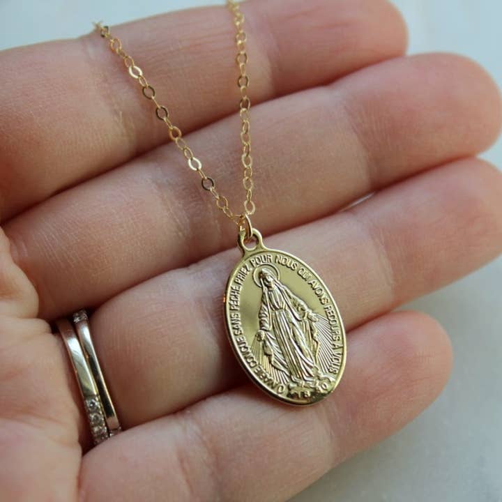 Laalee Jewelry - Venta al por mayor Collares con colgantes/abalorios - Collar grande de oro virgen María, joyería religiosa