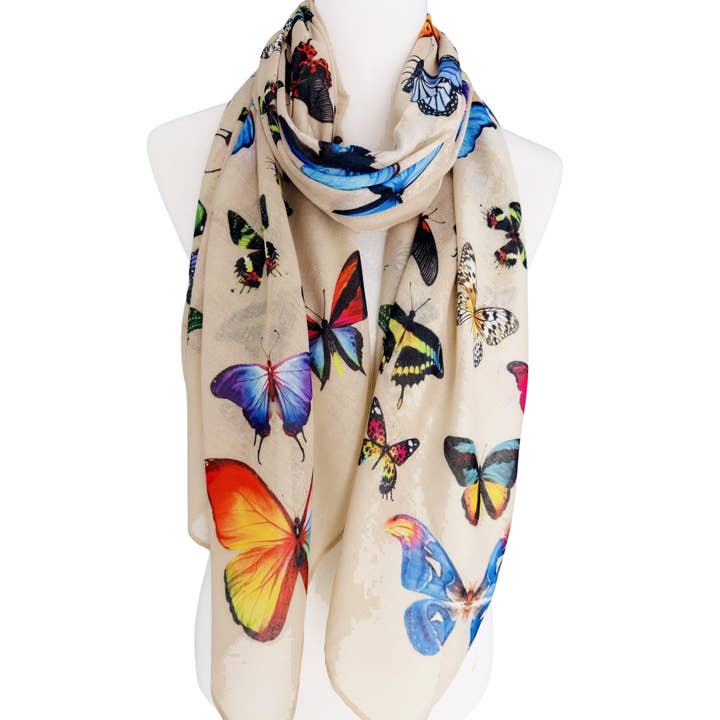 JC Sunny Fashion - Wholesale Scarf - Women's - 4 Colors--JC Signature Multicolor Butterfly Scarf