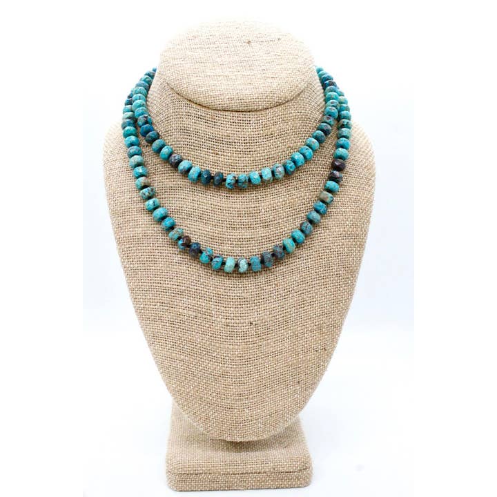 Collier Long en Jaspe Facetté Noué à la Main - NL-SSJP pour la vente par LIZOU