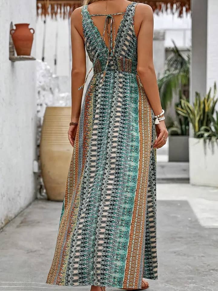NINEXIS - Wholesale Dress - Women's - CWDHL0947_SUMMER V-NECK BOHEMIAN LONG DRESS12