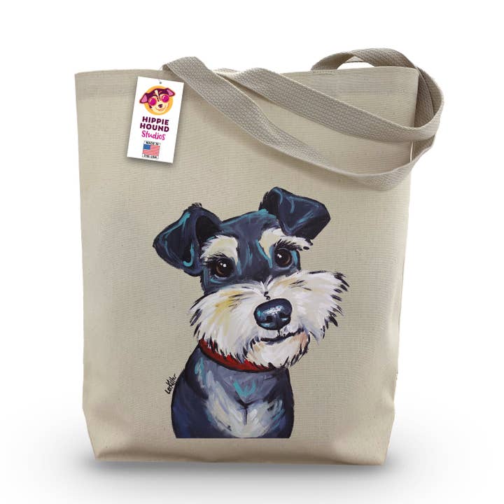 Borsa a soffietto, borsa in tela Schnauzer, regalo Schnauzer per la vendita all'ingrosso da parte di Hippie Hound Studios