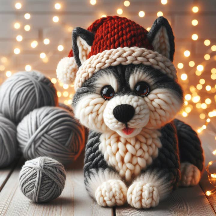 Single Luxury Husky Christmas Card for wholesale by Two Woofs