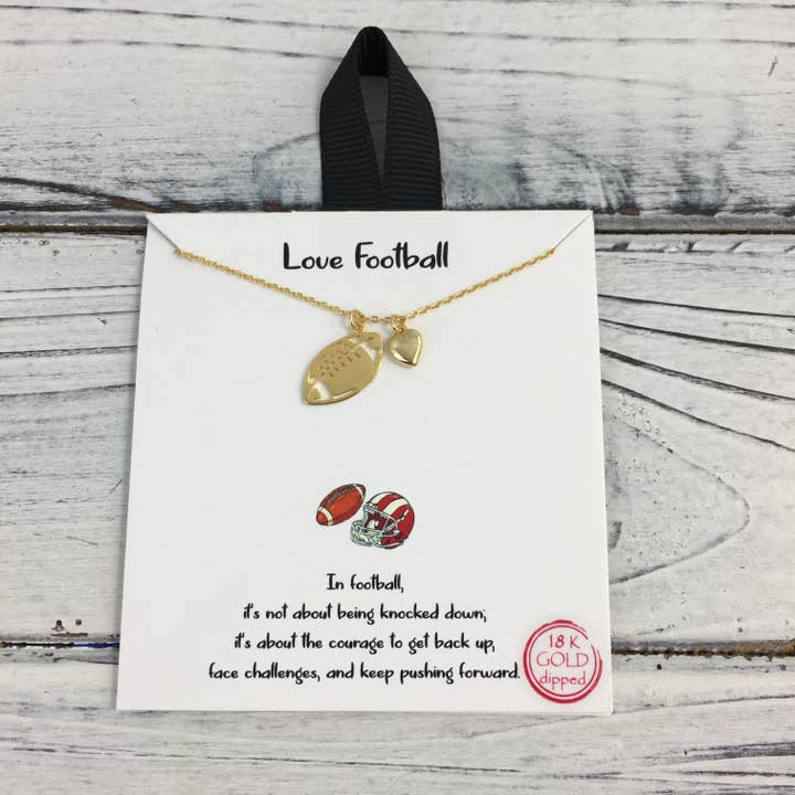 Football w/ heart pendant necklace for wholesale by SongLily