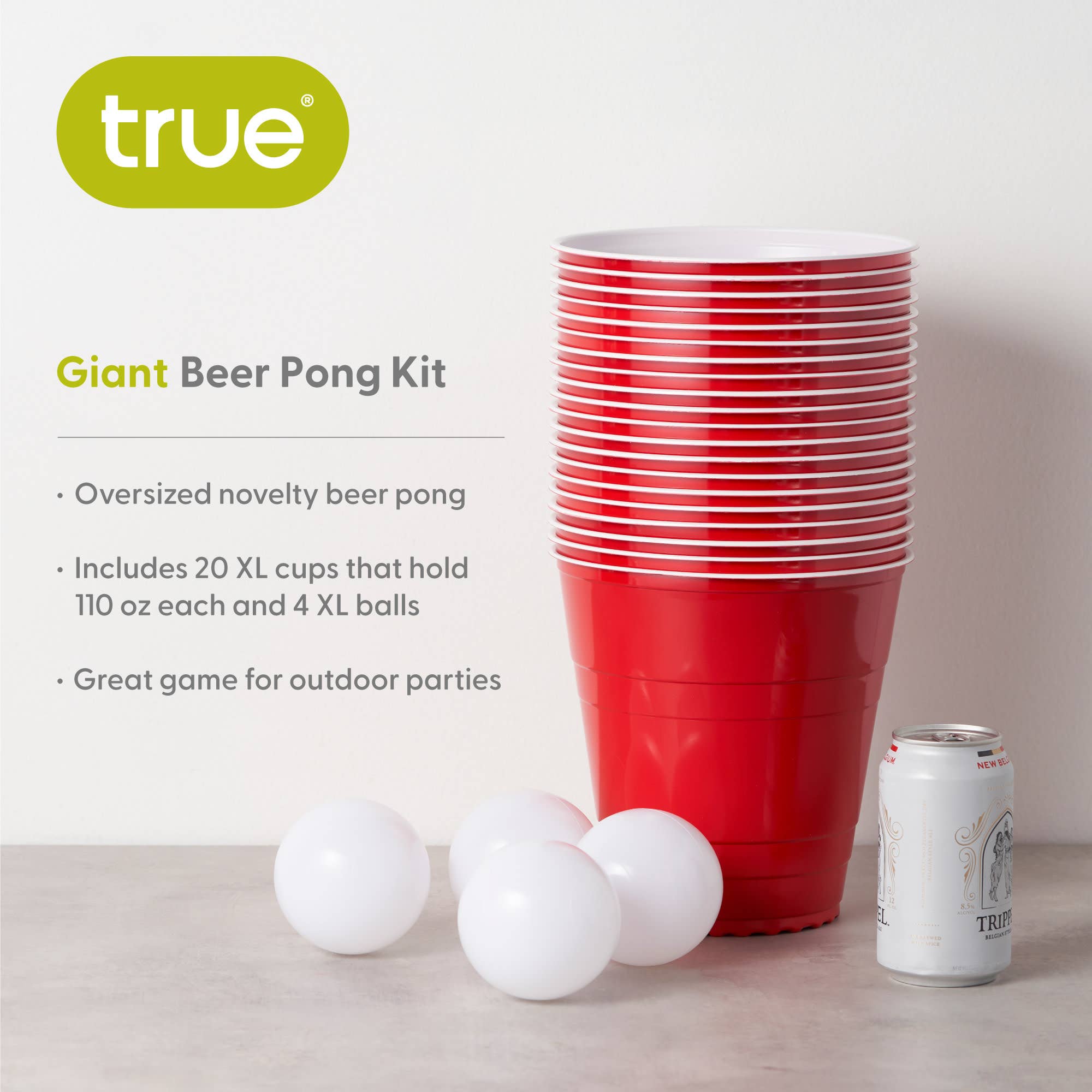 TRUE - Wholesale Board Game - Party Giant Beer Pong Set of 20 XL Cups and 4 XL Balls5
