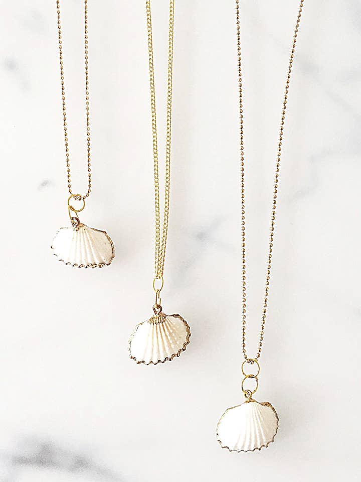 shell necklace, gold plated for wholesale by Crystal and Sage