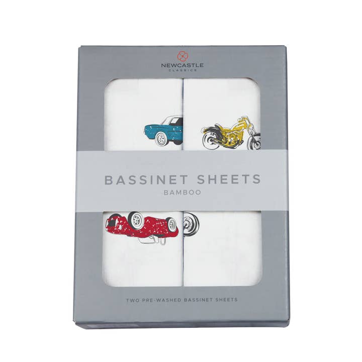 Newcastle Classics - Wholesale Cot/Crib Sheets - Vintage Muscle Cars & Vintage Motorcycles Bassinet Sheets