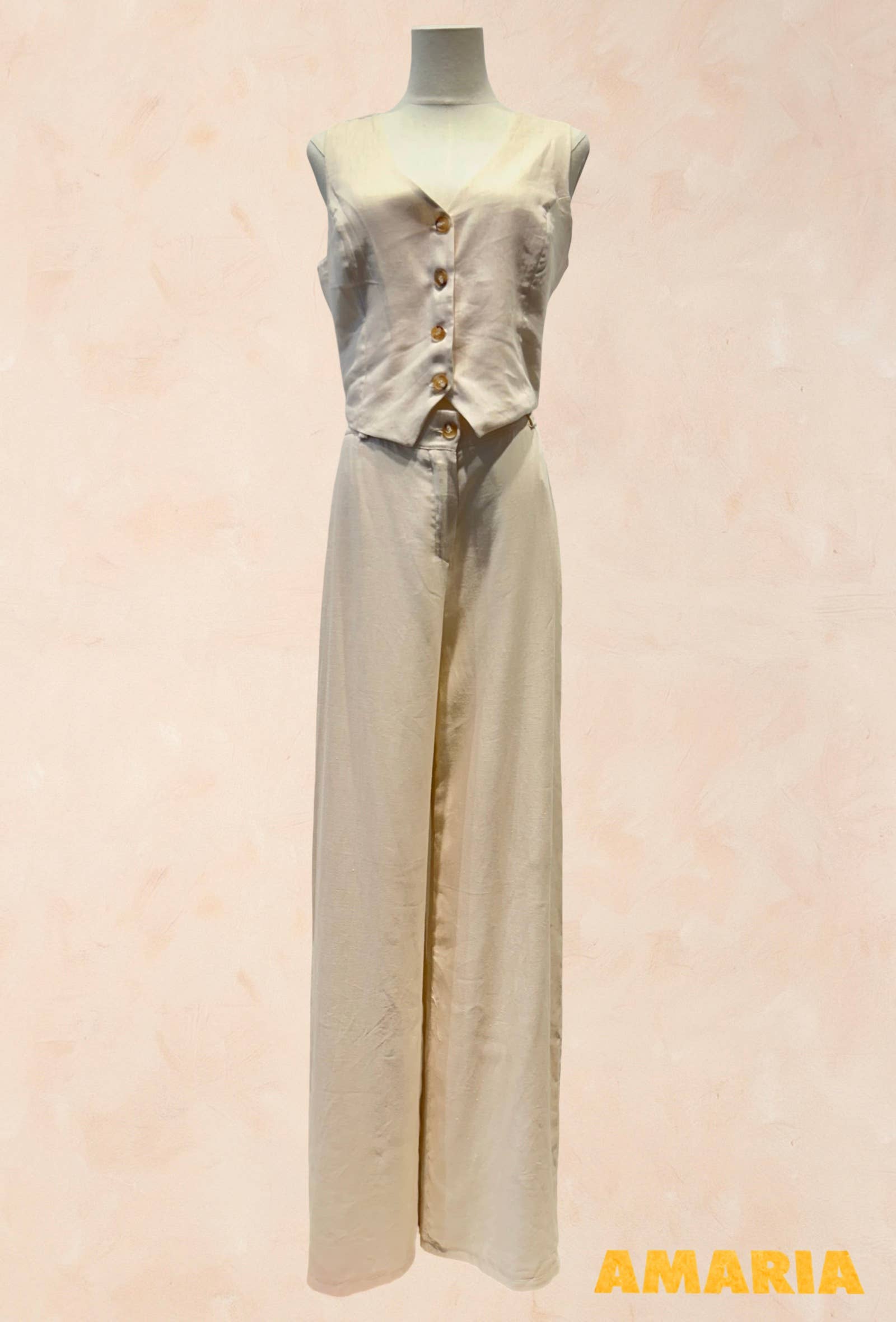 AMARIA – Engroshandel Top- og buksesæt (IKKE Loungewear) - Dame – Dame sæt med vest og bukser med vidde - VISKOSE LÆRRED 684513