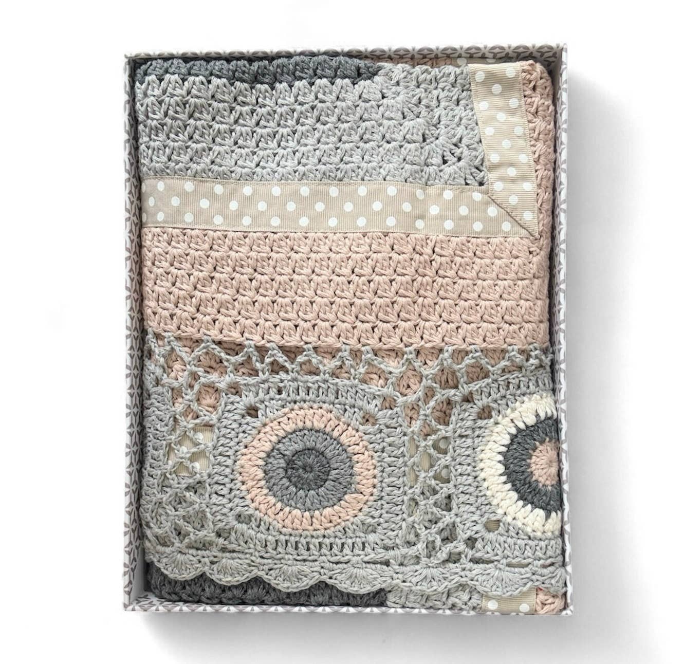 and the little dog laughed - Wholesale Bedding blanket – Kids & Baby - Hand Crochet Grey and Cream Blanket3